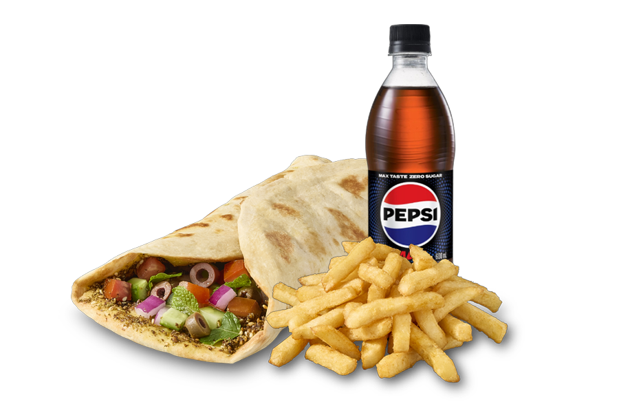 Manoosh Combo. Choose from a selection of Manoosh, Famous chips and a 600ml drink.